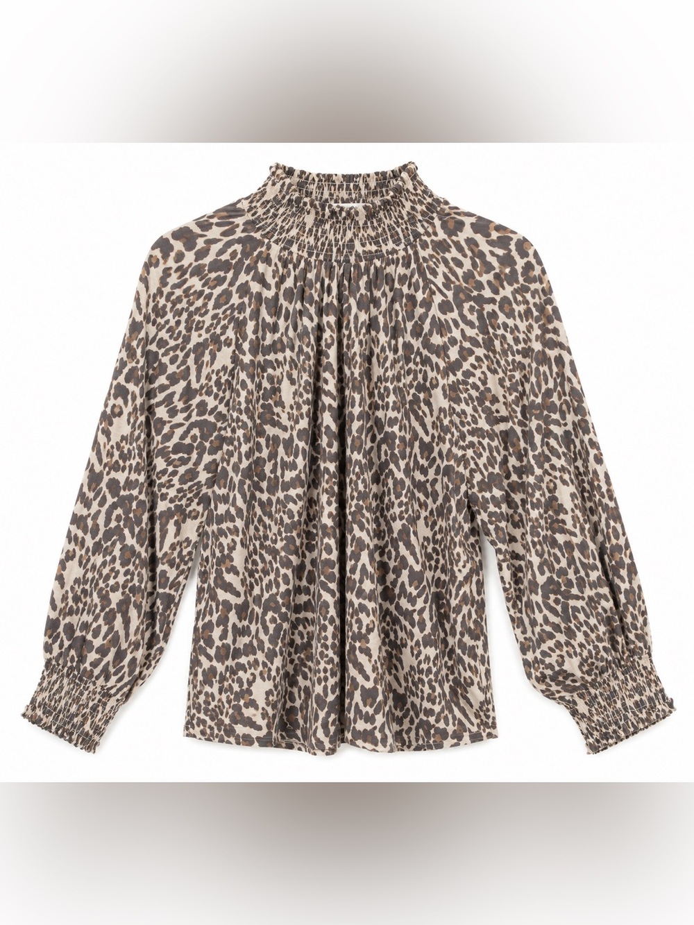Nation‎ LTD Melanie Antique Leopard Smocked Peasant Top Medium